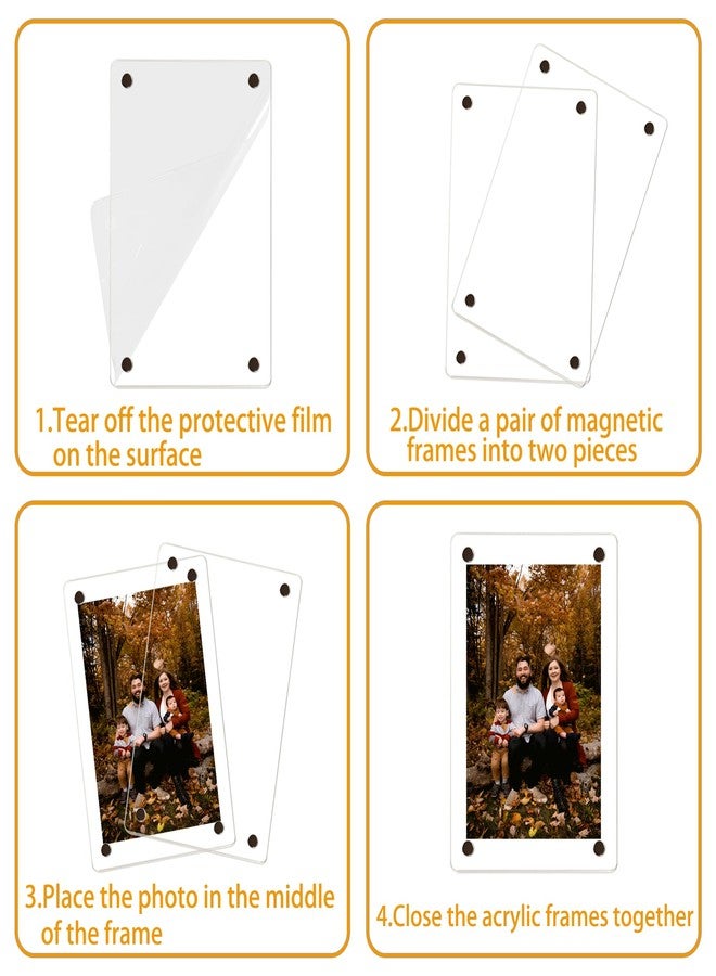 TNTIWQ 3 Pack acrylic fridge magnetic frame 5X7 Inch refrigerator photo magnet frames clear picture frames magnetic photos Display frame Double-Sided acrylic magnet frames(3pcs clear, 5x7 inch) - Image 2